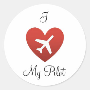 Sticker Rond I coeur mon pilote