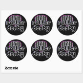 Sticker Rond I coeur roller derby (Feuille)