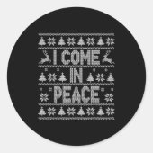 Sticker Rond I Come In Peace Couple Matching Ugly Christmas Swe (Devant)