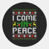 Sticker Rond I Come In Peace Couple Matching Ugly Christmas Swe (Devant)