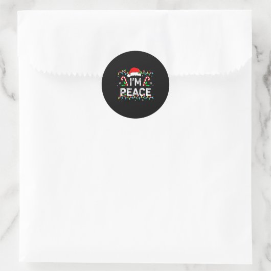 Sticker Rond I Come In Peace I'm Peace Matching Ugly Christmas (Sac)