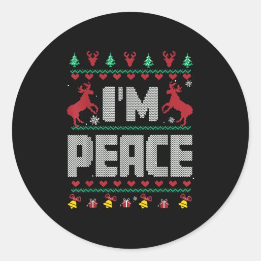 Sticker Rond I Come In Peace - I'm Peace Xmas Matching Couples  (Devant)