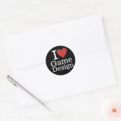 Sticker Rond I ❤️ Conception de Jeu pour étudiants/Faculté PERS (Enveloppe)