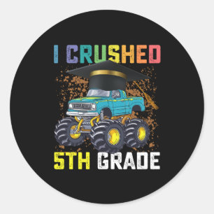 Sticker Rond I Crushed 5e grade Monster Truck Graduation