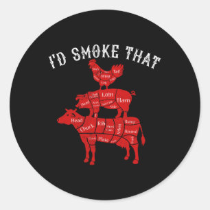 Sticker Rond I&# ; d Fumer ce rbecue grillade barbecue fumeur c