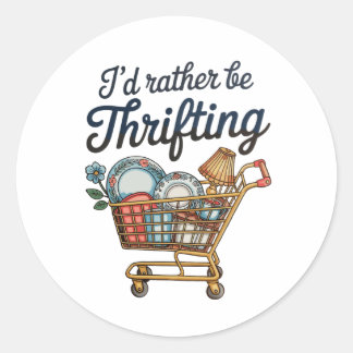 Sticker Rond I’d Rather Be Thrifting Thrift Aesthetic Vintage