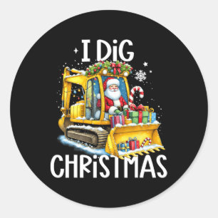 Sticker Rond I-Dig Noël Père Noël équitation de construction d'