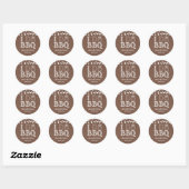 Sticker Rond I DO BBBQ Rustic Mariage Engagment Barbecue (Feuille)