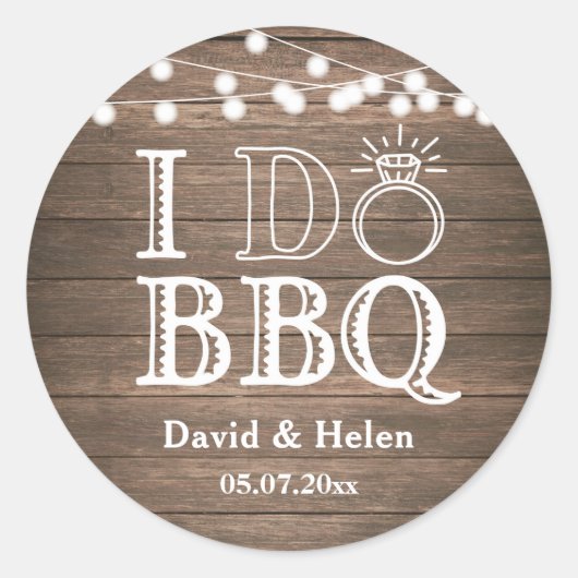 Sticker Rond I DO BBBQ Rustic Mariage Engagment Barbecue (Devant)