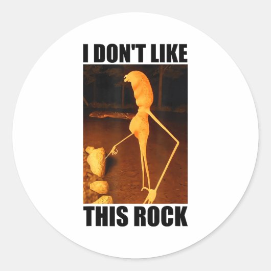 Sticker Rond I Don't Like This Rock Funny Marcus The Worm Meme  (Devant)