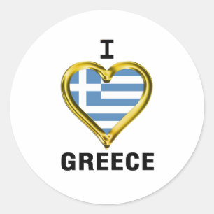 Sticker Rond I drapeau Grèce de coeur