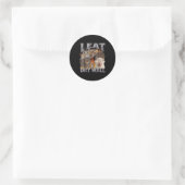 Sticker Rond I Eat Drywall Funny Cat Meme Bootleg Graphic  (Sac)