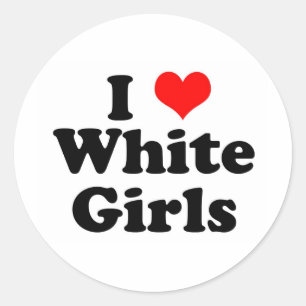 Sticker Rond I filles de blanc de coeur