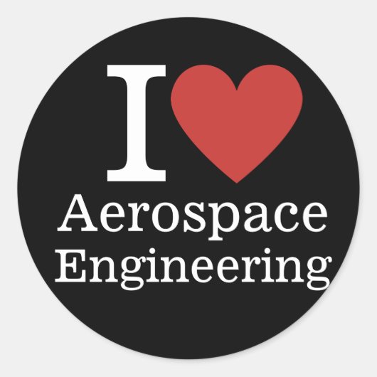 Sticker Rond I ❤️ Génie aérospatial pour étudiants/professeurs (Devant)