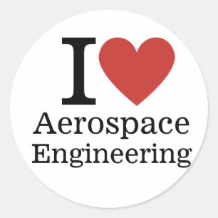 Sticker Rond I ❤️ Génie aérospatial pour étudiants/professeurs