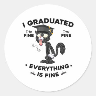 Sticker Rond I Graduate Diplômé Cl 2025 Funny Chat noir Gradu