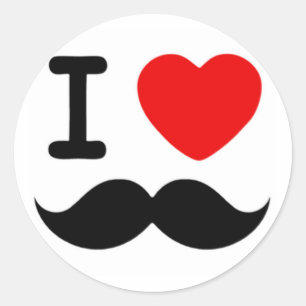 Sticker Rond I heart / Amour Moustaches / Moustaches