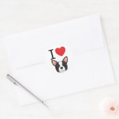 Sticker Rond I Heart Boston Terriers (Enveloppe)