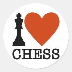 Sticker Rond I Heart Chess