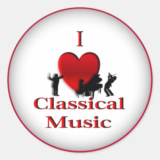 Sticker Rond I Heart Classical Music (Devant)