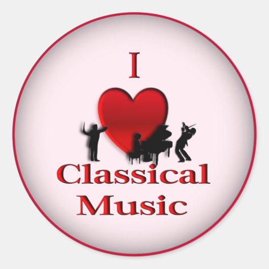 Sticker Rond I Heart Classical Music (Devant)