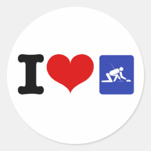 Sticker Rond I Heart Curling