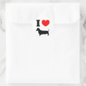 Sticker Rond I Heart Dachshund (Sac)
