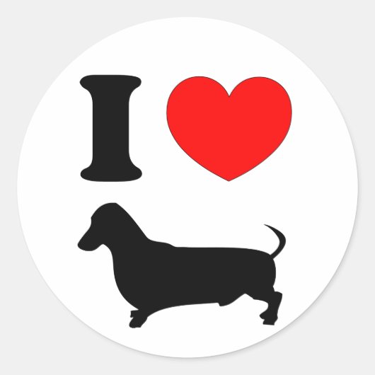 Sticker Rond I Heart Dachshund (Devant)