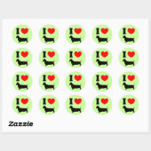 Sticker Rond I Heart Dachshund (Feuille)