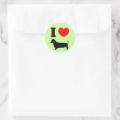 Sticker Rond I Heart Dachshund (Sac)