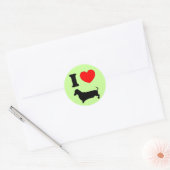 Sticker Rond I Heart Dachshund (Enveloppe)