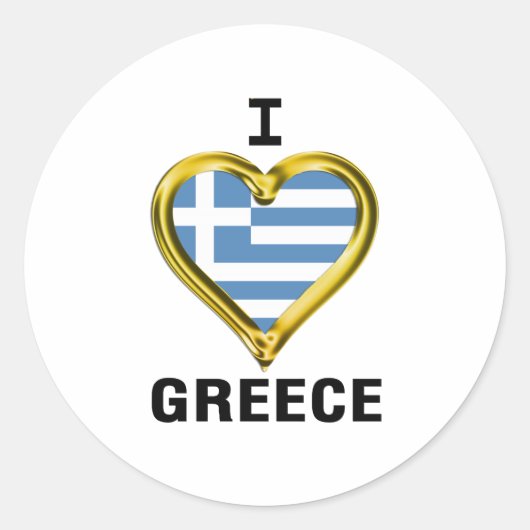 Sticker Rond I Heart Flag Grèce (Devant)