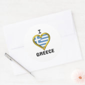 Sticker Rond I Heart Flag Grèce (Enveloppe)