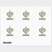 Sticker Rond I Heart Flag Grèce (Feuille)
