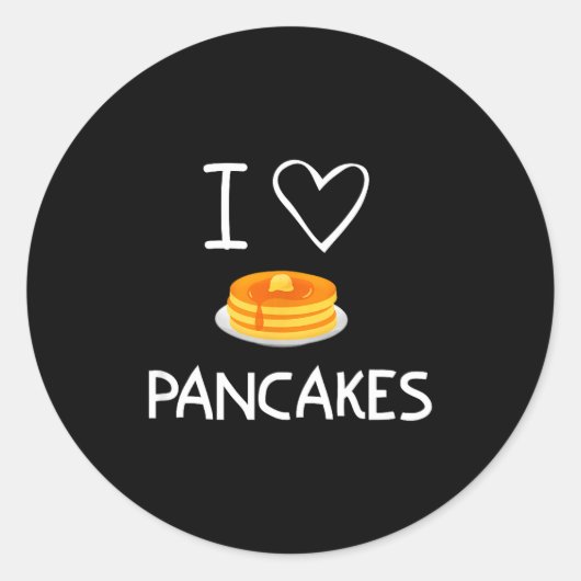 Sticker Rond I Heart Love Pancakes, Funny, Jokes, Sarcastic, Fa (Devant)