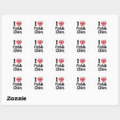 Sticker Rond I Heart [Love] Poisson & Chips (Feuille)