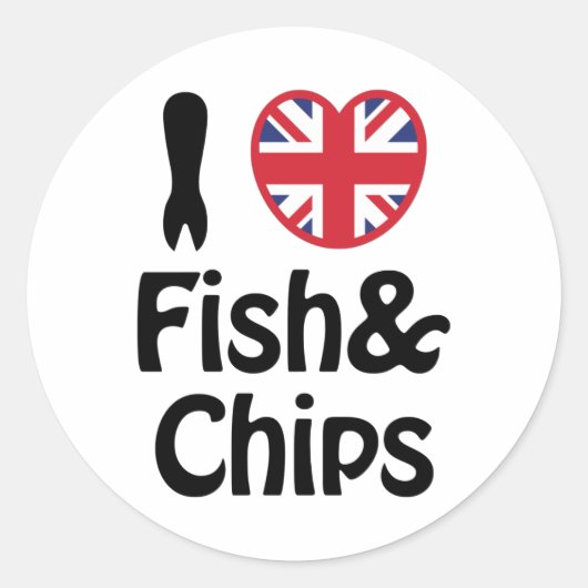 Sticker Rond I Heart [Love] Poisson & Chips (Devant)