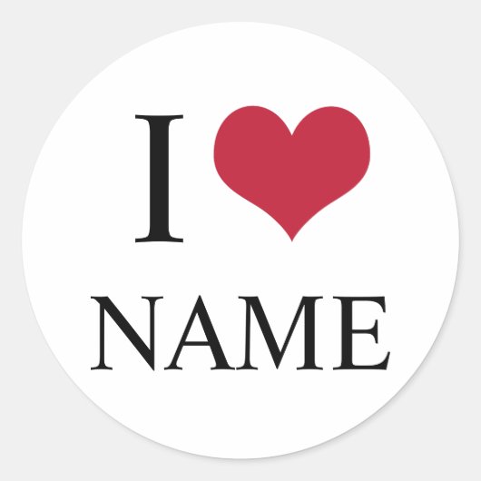 Sticker Rond I Heart Name (Devant)