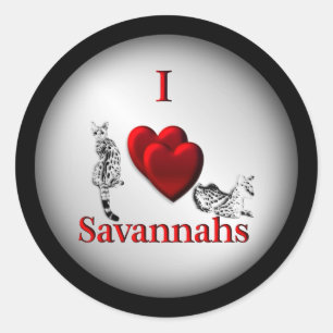 Sticker Rond I Heart Savannah Chat Argent