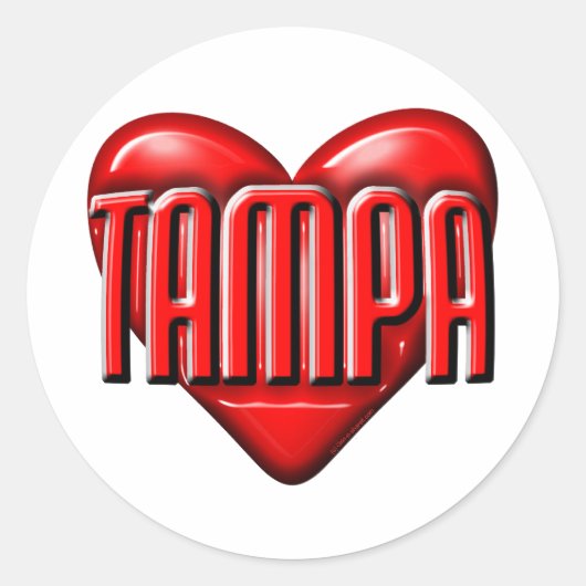 Sticker Rond I Heart Tampa (Devant)