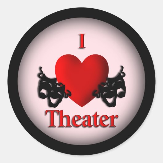 Sticker Rond I Heart Theater Pink (Devant)