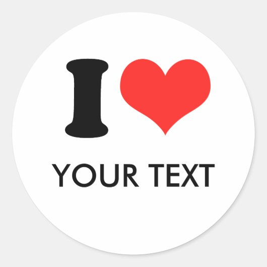 Sticker Rond I HEART (votre texte) (Devant)