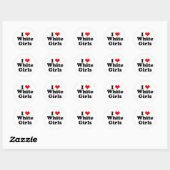 Sticker Rond I Heart White Girls (Feuille)