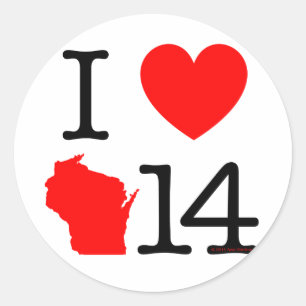 Sticker Rond I Heart Wisconsin 14
