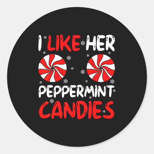 Sticker Rond I Like Her Peppermint Candies Couple Matching Chri (Devant)