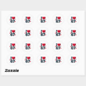 Sticker Rond I Love 67 Cute Cozy 67 Knitted Yarn Pattern 67 Mem (Feuille)