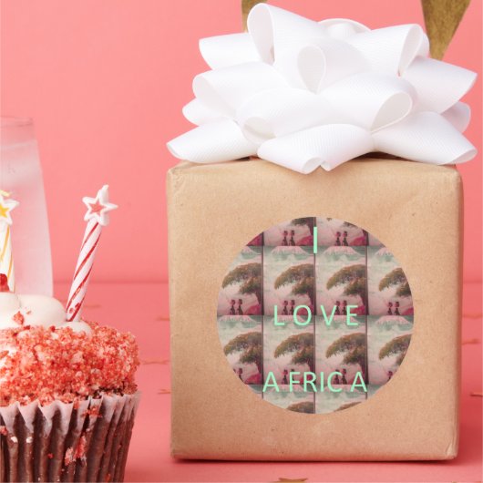 Sticker Rond I Love Africa - Motif du paysage culturel (Fête)