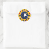 Sticker Rond I Love Alaska State Map and Flag (Sac)