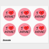 Sticker Rond I Love Anime (Feuille)