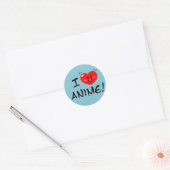 Sticker Rond I Love Anime (Enveloppe)